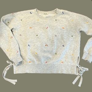 Marine Layer Fleece Embroidered Detail Gray Crewneck M